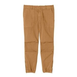 Nili Lotan Cropped Military Pants Size 4 Cargo Jogger Tan Brown Cotton Zip Ankle